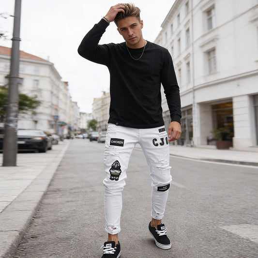 👖 50% DE RÉDUCTION! 🔥 Jean Slim Déchiré pour Homme – Coupe Moderne, Détails Déchirés & Look Tendance 💙