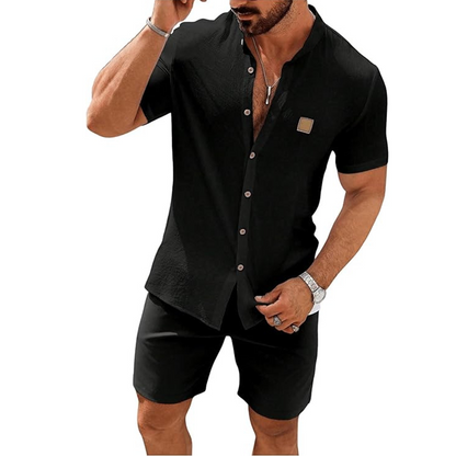 👔 50% DE RÉDUCTION! ☀️ Chemise Décontractée d'Été pour Homme – Col Montant, Tissu Respirant & Coupe Relaxée Pour Un Look Décontracté Et Élégant 💼
