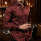 👔 60% DE RÉDUCTION! ✨ Chemise Imprimée Damasquée – Coupe Ajustée, Texture Soie & Col Impeccable Pour Un Look Élégant 💎
