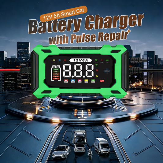 🔋 60% DE RÉDUCTION! 🚗 Chargeur de Batterie de Voiture Intelligent 12V 6A – Fonction de Réparation Par Impulsions, Écran LCD & Sécurité Maximale 🛡️