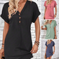 👗 50% DE RÉDUCTION ✨ Robe femme à col en V & manches roulées – Coupe intemporelle, boutons & tissu doux – Élégante, respirante & parfaite pour le bureau, les brunchs ou les journées printanières 🌸