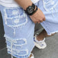 🩳 60% DE RÉDUCTION! 🔥 Short en Jean Déchiré pour Homme – Design Usé & Effiloché, Tissu Respirant & Look Urbain Tendance ✨