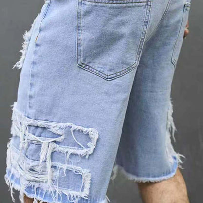 🩳 50% DE RÉDUCTION 🔥 Short en jean déchiré pour homme – Design usé & effiloché, tissu respirant – Look urbain tendance, parfait pour l’été, les festivals ou les journées décontractées ✨