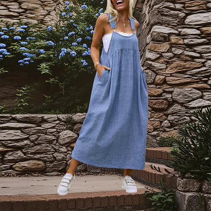 👗 50% DE RÉDUCTION! 🌸 Robe Salopette Ample & Décontractée pour Femme avec Poches – Confortable, Tendance & Parfaite Pour Le Quotidien ✨