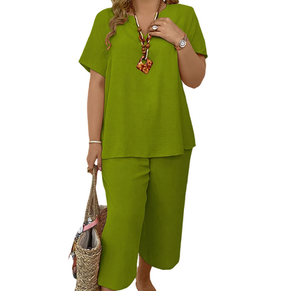 👚 60% DE RÉDUCTION! 🌸 Ensemble Femme Haut Manches Courtes & Pantalon Large – Look Tendance, Tissu Léger & Parfait Pour Le Printemps 💃