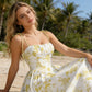 👗 50% DE RÉDUCTION! 🌸 Robe Midi à Bretelles Nouées & Imprimé Floral – Coupe Flatteuse, Tissu Léger & Parfaite Pour Le Printemps & L'Été ☀️