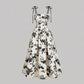 👗 50% DE RÉDUCTION! 🌸 Robe Midi à Bretelles Nouées & Imprimé Floral – Coupe Flatteuse, Tissu Léger & Parfaite Pour Le Printemps & L'Été ☀️