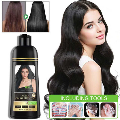 💎 50% DE RÉDUCTION! 💆 Shampoing Colorant 3-en-1 – Couvre 99,9% des cheveux blancs – Teinture, shampoing & après-shampoing en un geste 🌿