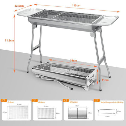 🔥 60% DE RÉDUCTION! 🍖 Gril Portable Pliable & Gril sur Pied en Acier Inoxydable – Compact, Stable & Idéal Pour Le Camping & Les Pique-Niques 🏕️