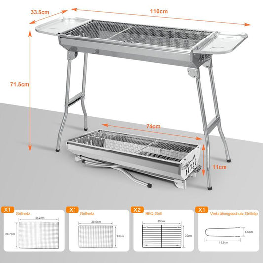 🔥 60% DE RÉDUCTION! 🍖 Gril Portable Pliable & Gril sur Pied en Acier Inoxydable – Compact, Stable & Idéal Pour Le Camping & Les Pique-Niques 🏕️