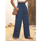 👖 50% DE RÉDUCTION! ✨ Pantalon Large Taille Haute à Smocks pour Femme – Coupe Fluide, Tissu Léger & Style Élégant 🌸