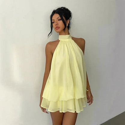 👗 50% DE RÉDUCTION! 💃 Mini-Robe Fluide à Dos Nu & Taille Basse pour Femme – Coupe Élégante, Tissu Léger & Parfaite Pour Les Soirées Estivales 🌸