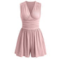 👗 50 % DE RÉDUCTION 🌸 Combinaison courte V-neck taille pinces – Sans manches, taille plissée – Doux, respirant & flatteuse pour les journées ensoleillées 🦋