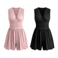 👗 50 % DE RÉDUCTION 🌸 Combinaison courte V-neck taille pinces – Sans manches, taille plissée – Doux, respirant & flatteuse pour les journées ensoleillées 🦋