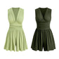 👗 50 % DE RÉDUCTION 🌸 Combinaison courte V-neck taille pinces – Sans manches, taille plissée – Doux, respirant & flatteuse pour les journées ensoleillées 🦋