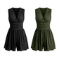 👗 50 % DE RÉDUCTION 🌸 Combinaison courte V-neck taille pinces – Sans manches, taille plissée – Doux, respirant & flatteuse pour les journées ensoleillées 🦋