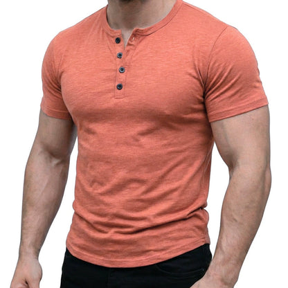 👕 60% DE RÉDUCTION! 🔥 T-Shirt Henley à Manches Courtes pour Homme – Style Classique, Tissu Doux & Parfait Pour Le Quotidien 🏠