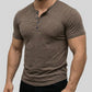 👕 60% DE RÉDUCTION! 🔥 T-Shirt Henley à Manches Courtes pour Homme – Style Classique, Tissu Doux & Parfait Pour Le Quotidien 🏠