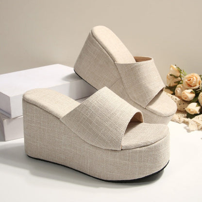 👡 50% DE RÉDUCTION! ✨ Sandales Compensées à Plateforme & Bout Ouvert pour Femme – Style Enfiler, Confortables & Parfaites Pour L'Été ☀️