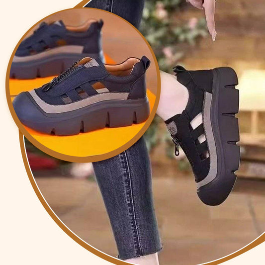 👠 60% DE RÉDUCTION! ✨ Chaussures Plateforme Rétro à Fermeture Éclair & Découpes pour Femme – Design Rétro Élégant, Motif Ajouré Respirant & Semelle Confortable 💃
