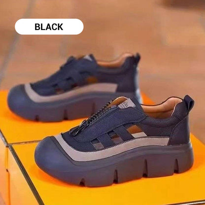 👠 60% DE RÉDUCTION! ✨ Chaussures Plateforme Rétro à Fermeture Éclair & Découpes pour Femme – Design Rétro Élégant, Motif Ajouré Respirant & Semelle Confortable 💃