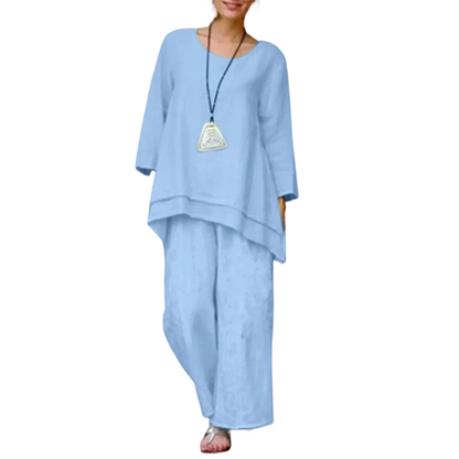 👚 60% DE RÉDUCTION! 💃 Ensemble Tunique Ample & Pantalon à Jambes Larges – Look Décontracté, Tissu Léger & Parfait Pour Le Printemps/Été 🌸