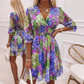 👗 50% DE RÉDUCTION ⏰ Robe trapèze à col en V & ourlet à volants, imprimé floral – Fluide, légère – parfaite pour l’été, la plage ou un look romantique 🌸