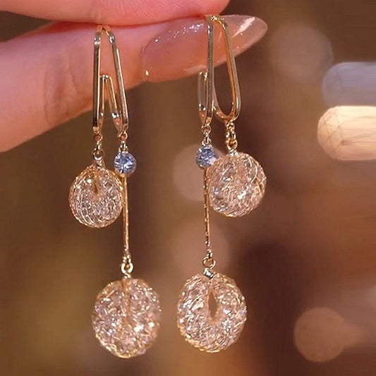 💎 50% DE RÉDUCTION! ✨ Boucles d'Oreilles à Franges en Cristal Artificiel – Style Goutte, Longueur Flatteuse, Anti-Noircissement & Polyvalentes 🌟