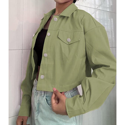 🧥 50% DE RÉDUCTION! 🔥 Veste Courte Unie à Boutons pour Femme – Coupe Élégante, Tissu Doux & Parfaite Pour La Mi-Saison 🌸