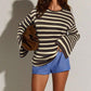👚 50% DE RÉDUCTION! 🔥 Top Rayé Oversize Casual pour Femme – Tendance, Tissu Léger & Parfait Pour Un Look Décontracté Au Quotidien 🌸