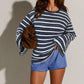 👚 50% DE RÉDUCTION! 🔥 Top Rayé Oversize Casual pour Femme – Tendance, Tissu Léger & Parfait Pour Un Look Décontracté Au Quotidien 🌸