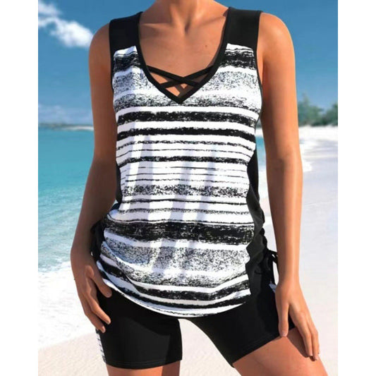👙 50% DE RÉDUCTION 🌺 Ensemble tankini deux pièces imprimé – Haut fluide & shorty assorti – Tissu extensible, séchage rapide – parfait pour la plage, la piscine ou les vacances ☀️🌊✨