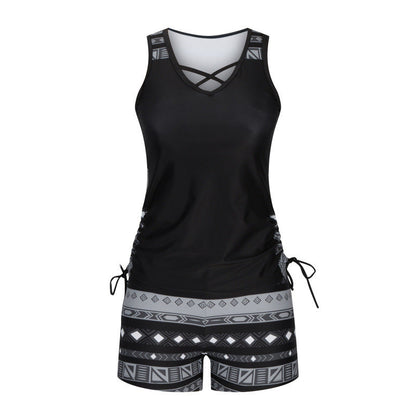 👙 50% DE RÉDUCTION 🌺 Ensemble tankini deux pièces imprimé – Haut fluide & shorty assorti – Tissu extensible, séchage rapide – parfait pour la plage, la piscine ou les vacances ☀️🌊✨