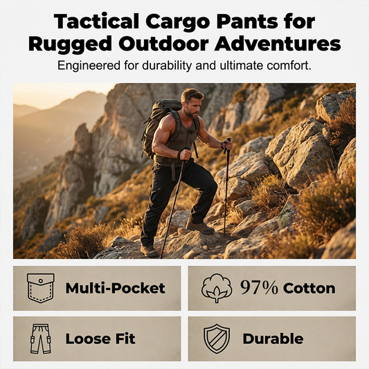 👖 50% DE RÉDUCTION! 🔥 Pantalon Cargo Tactique en Coton pour Homme – Multi-Poches, Tissu Durable & Parfait Pour Le Plein Air & Le Quotidien 🏕️ Livraison Gratuite