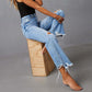 👖 50% DE RÉDUCTION! ✨ Jean Femme Déchiré Évasé – Taille Haute, Coupe Cropped & Style Rétro Pour Un Look Tendance 🕶️