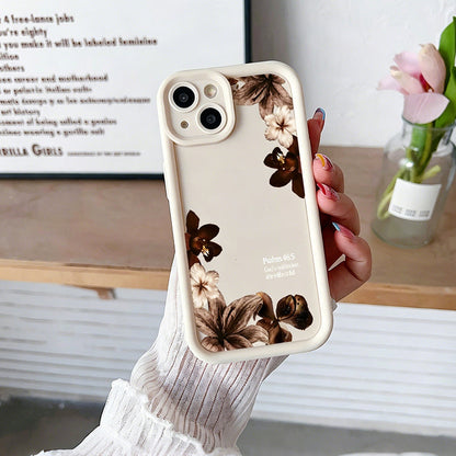 🌸 Coque Silicone Orchidée Vintage & Croix – Verset Biblique, Protection Anti-Choc & Design Fidèle pour iPhone 🙏