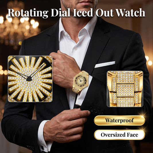 ⌚ 60% DE RÉDUCTION! 💎 Montre Homme à Cadran Rotatif Serti de Diamants – Lunette Tournante, Élégance Luxueuse & Parfaite Pour Les Soirées 🔥