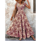 👗 60% DE RÉDUCTION! 🌸 Robe Longue à Col V & Imprimé Floral – Smocks Élastiqués, Tissu Léger & Parfaite Pour L'Automne 🍁