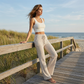🧶 50 % de réduction 👖 Pantalon large à cordon de serrage rayé pour femme – Confortable, léger & parfait pour un look décontracté 🔥