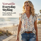 👚 50% DE RÉDUCTION 🌸 Blouse boutonnée à imprimé floral et col en V pour femme – Tissu léger & coupe fluide – Parfaite pour le bureau, les brunchs ou les journées chaudes – esprit romantique et décontracté ✨