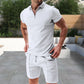 👕 50% de réduction ☀️ Ensemble deux pièces décontracté d'été pour hommes – T-shirt col à revers & short – Léger, respirant & parfait pour les journées chaudes 🩳