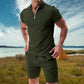 👕 50% de réduction ☀️ Ensemble deux pièces décontracté d'été pour hommes – T-shirt col à revers & short – Léger, respirant & parfait pour les journées chaudes 🩳