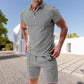 👕 50% de réduction ☀️ Ensemble deux pièces décontracté d'été pour hommes – T-shirt col à revers & short – Léger, respirant & parfait pour les journées chaudes 🩳