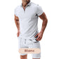 👕 50% de réduction ☀️ Ensemble deux pièces décontracté d'été pour hommes – T-shirt col à revers & short – Léger, respirant & parfait pour les journées chaudes 🩳