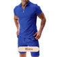 👕 50% de réduction ☀️ Ensemble deux pièces décontracté d'été pour hommes – T-shirt col à revers & short – Léger, respirant & parfait pour les journées chaudes 🩳