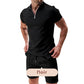 👕 50% de réduction ☀️ Ensemble deux pièces décontracté d'été pour hommes – T-shirt col à revers & short – Léger, respirant & parfait pour les journées chaudes 🩳