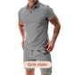 👕 50% de réduction ☀️ Ensemble deux pièces décontracté d'été pour hommes – T-shirt col à revers & short – Léger, respirant & parfait pour les journées chaudes 🩳