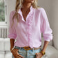 👚 60% DE RÉDUCTION! 🌸 Chemisier avec Col Montant Boutonné & Bordures Volantées pour Femmes – Détails Romantiques, Tissu Léger & Parfait Pour Le Printemps ☀️