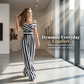 👗 50% DE RÉDUCTION! 💃 Combinaison Femme Élégante Épaules Dénudées & Jambes Larges – Tissu Fluide, Coupe Élégante & Parfaite Pour Les Soirées D'Été ☀️