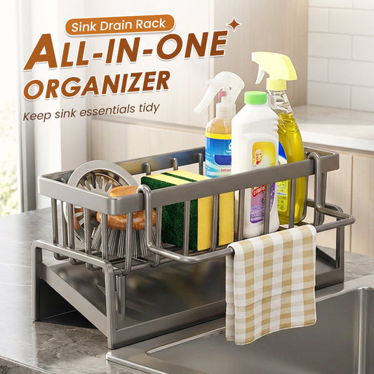 🧽 50% DE RÉDUCTION ✨ Égouttoir pour évier – Anti-rouille, à barres & organisateur – Design pliable, réglable pour différentes tailles d’évier – parfait pour éponges, brosses ou paille en métal 🧼
